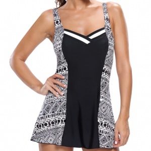 Monochrome Print One Piece Bathing Suit Medium NWT